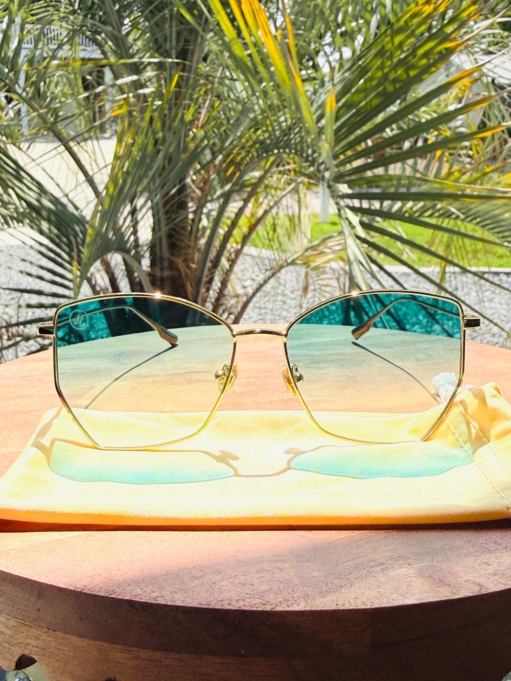 Blenders Eyewear Oversized Gold Frame Sunglasses Green Gradient Lens